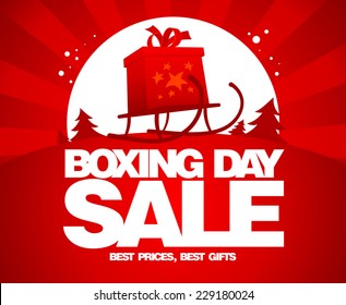 Gift Box On A Sled, Boxing Day Sale Design.