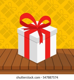 Gift box on table. Gifts on background. Flat vector illustration.