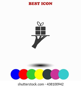 Gift box on a tray icon.