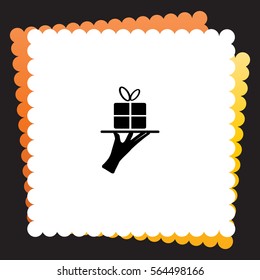 Gift box on a tray  icon. Vector design.