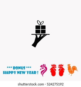 Gift box on a tray vector icon
