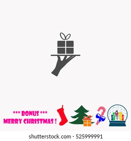 Gift box on a tray  vector illustration.
