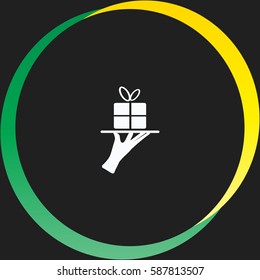Gift box on a tray vector  icon