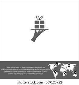 Gift box on a tray vector  icon.