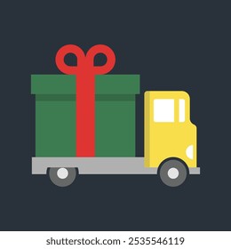 gift box on the truck in flat vector design.