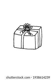 Gift Box On A White Background. Decor Elements. Free Drawing