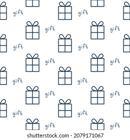 Caja de regalo sobre fondo blanco. Patrones sin inconvenientes. Ilustración vectorial.