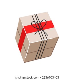 Casilla de regalo sobre fondo blanco para tarjeta, día de fiesta, cumpleaños, año nuevo, celebración de navidad. Ilustración del vector
