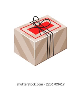 Gift box on white background for card, holliday, birthday, new year, christmas celebration. Vector illustration