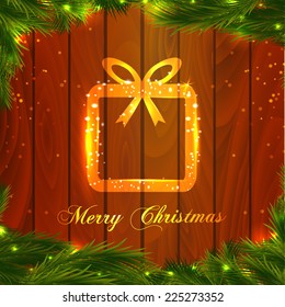 Gift box on wooden background