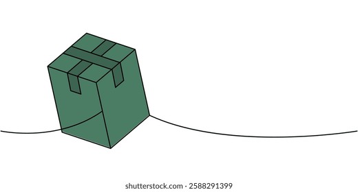 Gift box one line colored continuous drawing. Present box. Vector illustration.