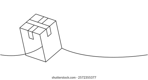 Gift box one line continuous drawing. Present box. Vector illustration.