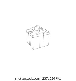Dibujo de una línea de la caja de regalo. Caja de regalo de una línea continua.Elementos aislados del vector. Símbolo vectorial de la ilustración del icono de regalo de Navidad. Sorpresa presente diseño lineal. Vector de material.