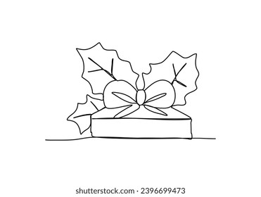 Ilustración vectorial de dibujo de una línea de la caja de regalo.