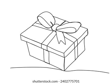 Geschenkbox, eine Linie, Vektorgrafik.
