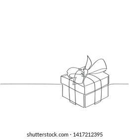 Gift Box One Line Vector Drawing Stock Vector Royalty Free