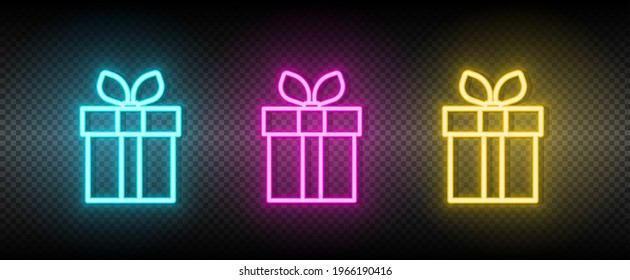 Gift, Box, Online Neon Icon Set