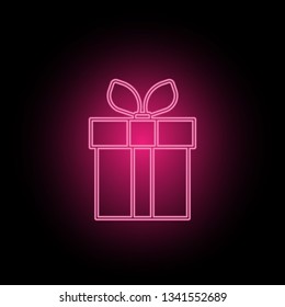 Gift, box, onlineneon icon can be used to illustrate topics about SEO optimization, data analytics, website performace - Vector