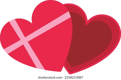 Gift box open design heart shape Top view Flat vector illustration.
For celebrating Valentine's Day, Mother's Day,wedding or birthday.
Transparent background.