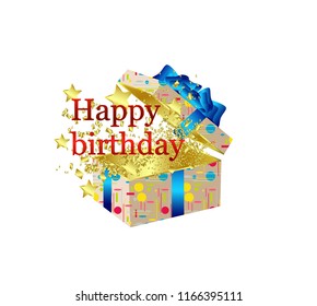 Gift box open happy birthday