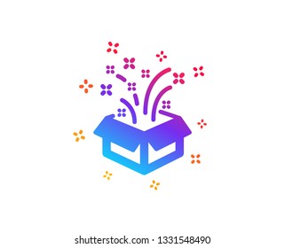Gift box open icon. Christmas or New year presents sign. Surprise symbol. Dynamic shapes. Gradient design gift icon. Classic style. Vector