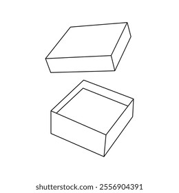 gift box, open gift box icon set in line style vector, open package trendy flat style.