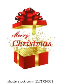 Gift box open Merry Christmas