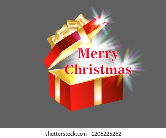 Gift box open Merry Christmas