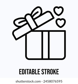 Gift Box, Open Gift Box Vector Icon, Editable Stroke.