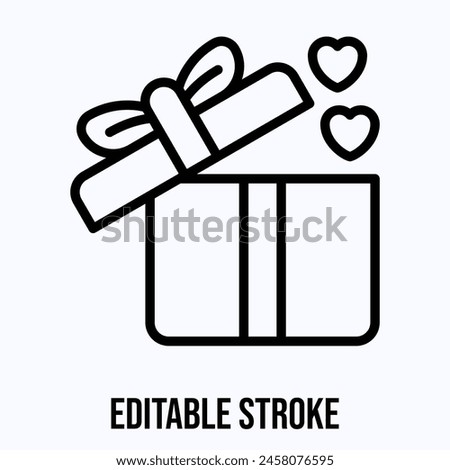 Gift Box, Open Gift Box Vector Icon, Editable Stroke.