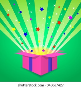 Gift box opened Christmas card vector
