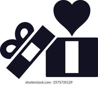 Gift box opening with heart shaped symbol coming out, expressing love, care, and affection, ideal for Valentine s Day, anniversaries, or any romantic occasion