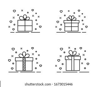 Gift box outline flat illustrations. Gift box line illustrations isolated on white background. Gift box vector illustration for web, mobile app, ui design and print. Holiday shopping business concept