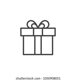 Gift box outline icon. linear style sign for mobile concept and web design. Present simple line vector icon. Symbol, logo illustration. Pixel perfect vector graphics