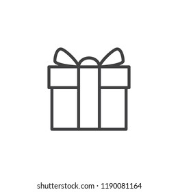 Gift box outline icon. linear style sign for mobile concept and web design. Parcel present simple line vector icon. Symbol, logo illustration. Pixel perfect vector graphics