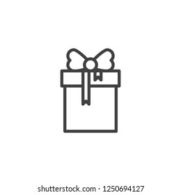 Gift box outline icon. linear style sign for mobile concept and web design. Present box with bow ribbon simple line vector icon. Symbol, logo illustration. Pixel perfect vector graphics