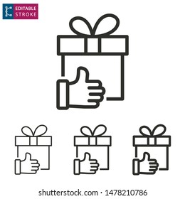 Gift box outline icon on white background. Editable stroke. Vector illustration.