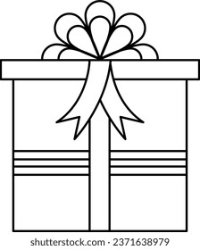 Gift Box Outline Illustration Isolated Vector