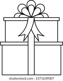 Gift Box Outline Illustration Isolated Vector