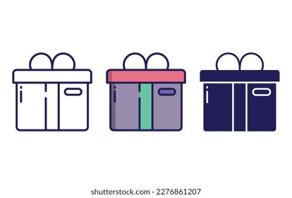 Gift Box outline and solid vector icon