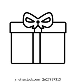 Gift Box Outline style, square present box with ribbon, great for celebration graphics, gift-related promotions, or invitations.
