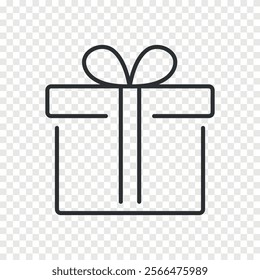 gift box outline vector icon, isolated on png background