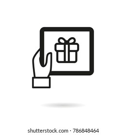 Gift Box - outline vector icon. Black pictogram isolated on a white background. Line symbol for design, logo, infographic and website.