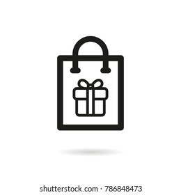 Gift Box - outline vector icon. Black pictogram isolated on a white background. Line symbol for design, logo, infographic and website.
