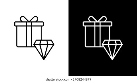 Geschenkbox Umriss weißes Symbol Set Design