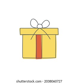Gift box package icon in color icon, isolated on white background 