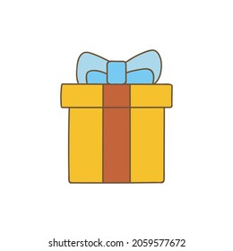 Gift box package icon in color icon, isolated on white background 