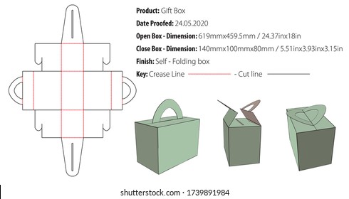 Gift box packaging design template gluing die cut - vector
