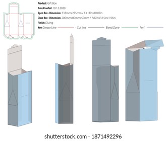 Gift box packaging design template gable-top closure with locking flap - crash lock bottom - die cut - vector