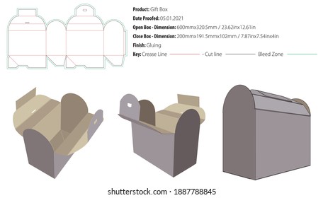 Gift box packaging design template crash lock bottom gluing die cut - vector